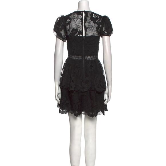 Self-Portrait Holiday Black Lace Cap Sleeve Mini Dress size US 4 - Picture 4 of 11